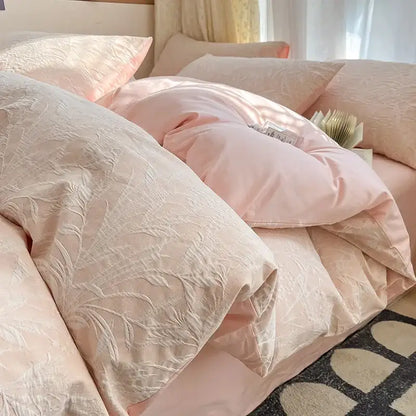 Textured soft yellow cotton bedding set bedroom duvet and pillows