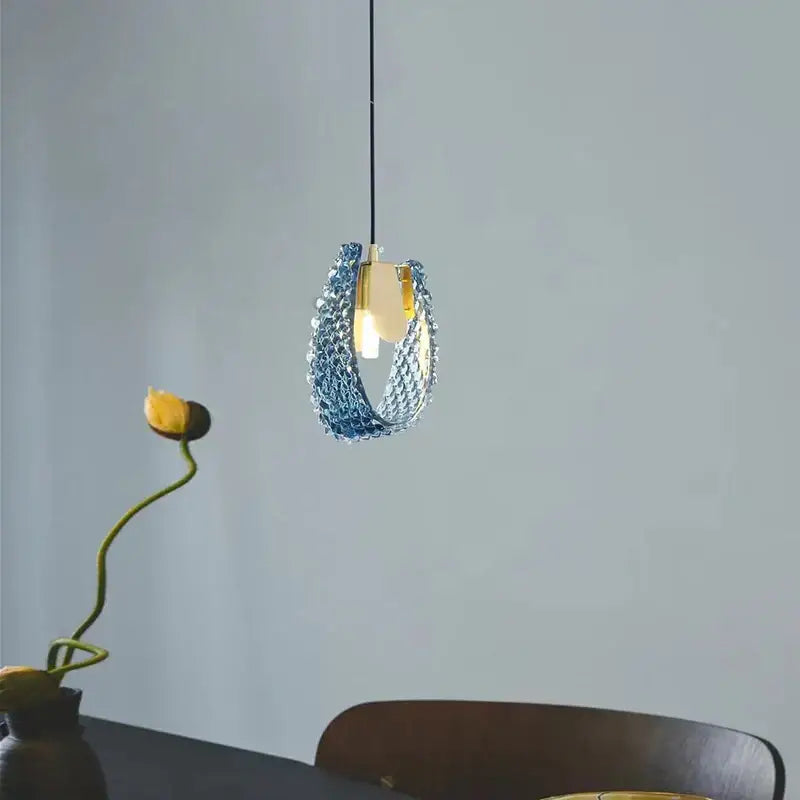 Textured turquoise blue glass luxury wall sconce pair for bedroom