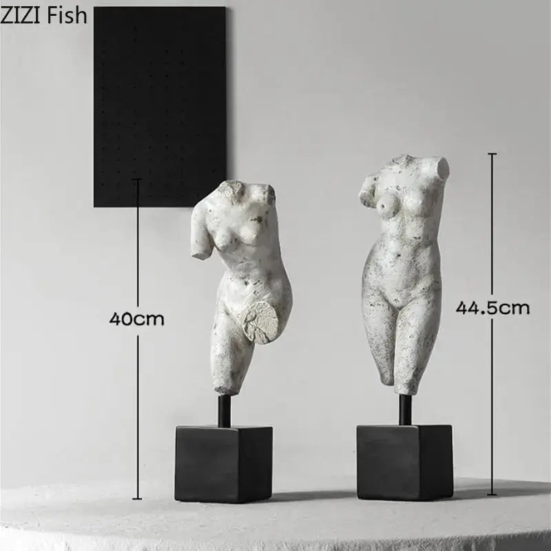 Textured white body art resin sculpture living room decor