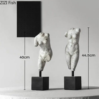 Textured white body art resin sculpture living room decor
