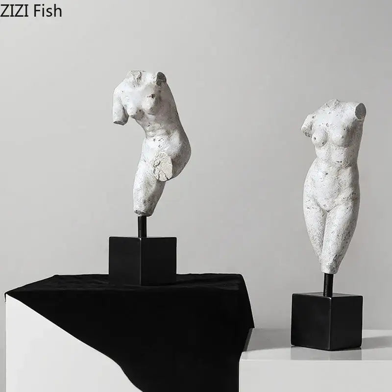 Textured white body art resin sculpture living room decor