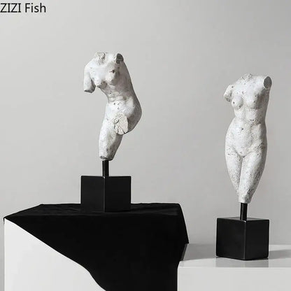 Textured white body art resin sculpture living room decor