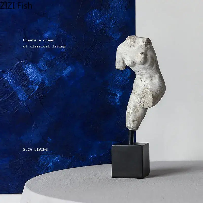 Textured white body art resin sculpture living room decor