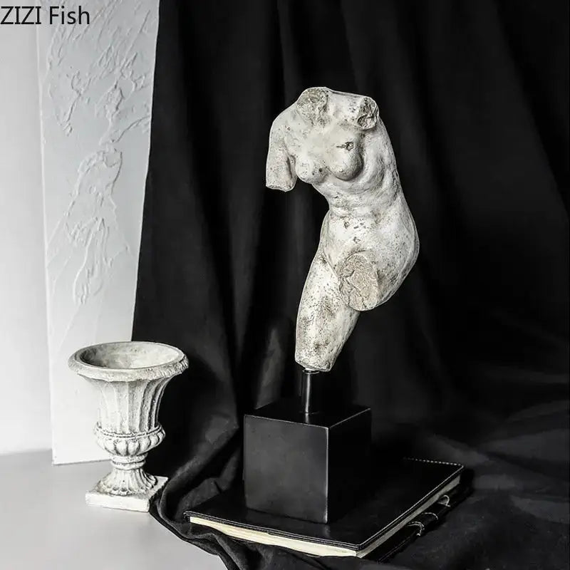 Textured white body art resin sculpture living room decor