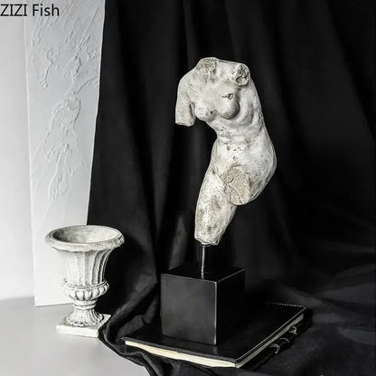 Textured white body art resin sculpture living room decor