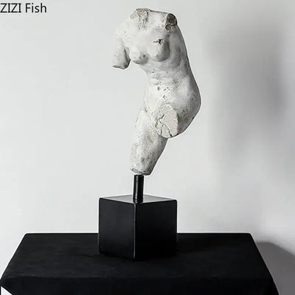 Textured white body art resin sculpture living room decor