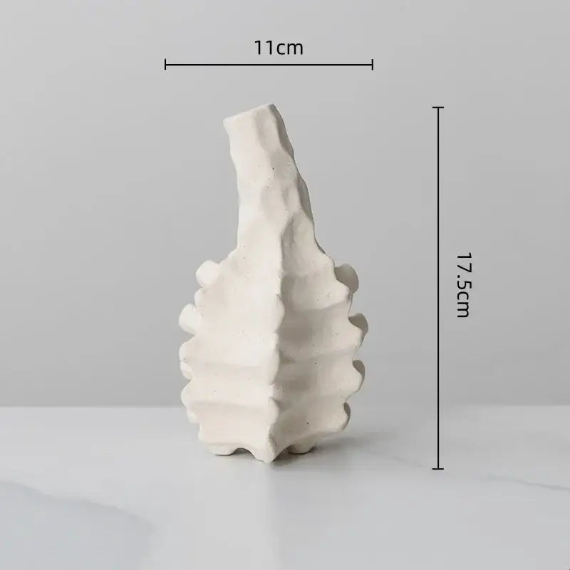 Textured white geometric ceramic vase living room decor
