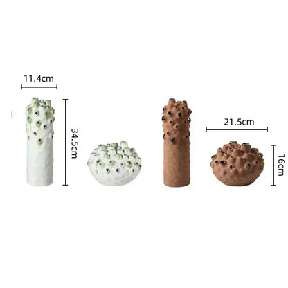 Textured white & green coral ball ceramic vase living room decor