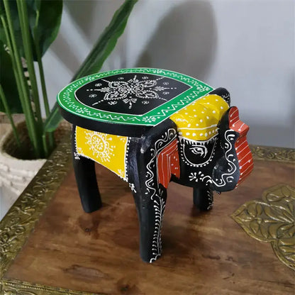 Thai style turquoise & red handmade elephant stool living room decor