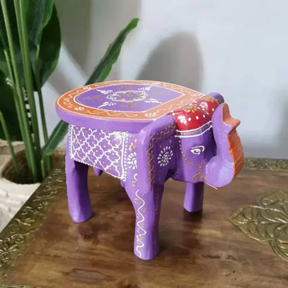 Thai style turquoise & red handmade elephant stool living room decor