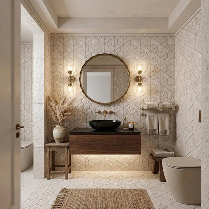 Thala Beige Textured 3d Hexagon Limestone Mosaics 10 3/8x12
