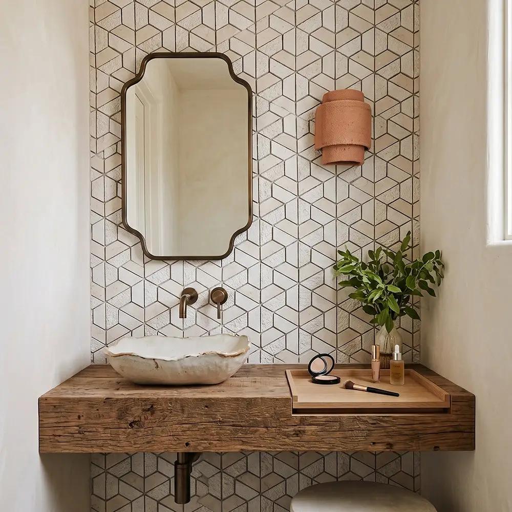 Thala Beige Textured 3d Hexagon Limestone Mosaics 10 3/8x12