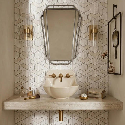Thala Beige Textured 3d Hexagon Limestone Mosaics 10 3/8x12