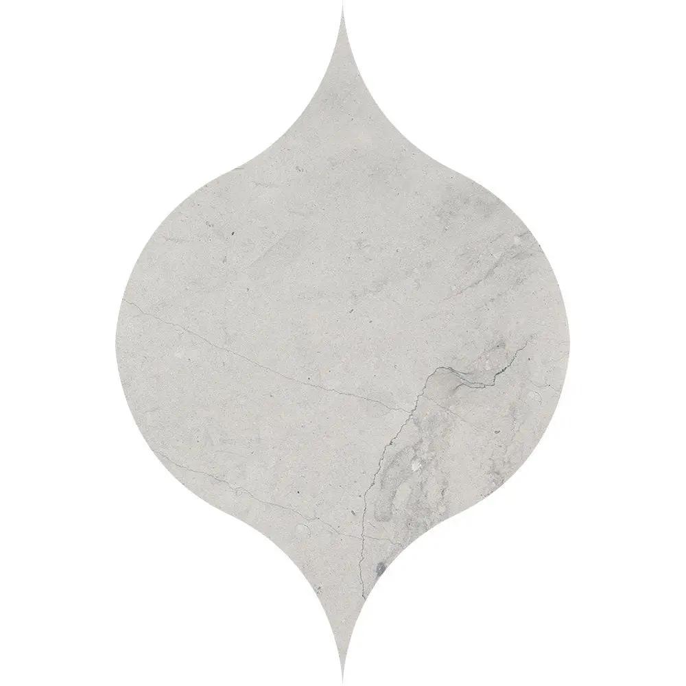Thala Gray Honed Winter Leaf Limestone Waterjet Mosaics 4 7/8x6 13/16