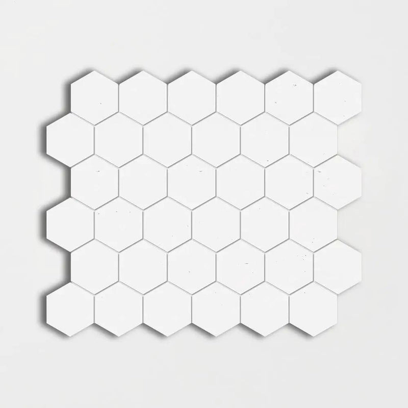 Thassos Honed Hexagon Marble Mosaics 10 3/8x12