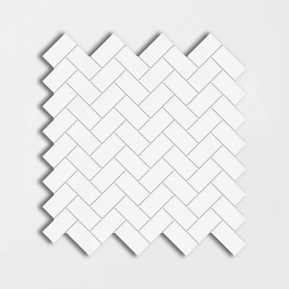 Thassos Honed Herringbone Marble Mosaics 12 1/8x13 3/8