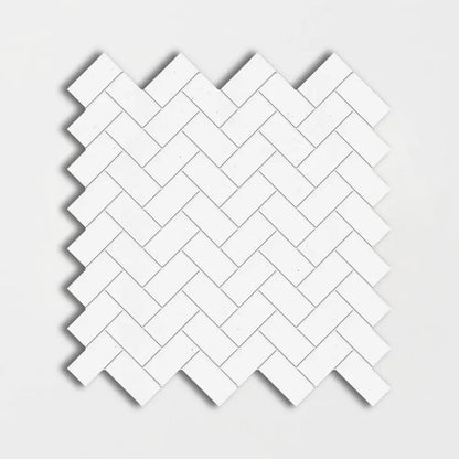 Thassos Honed Herringbone Marble Mosaics 12 1/8x13 3/8