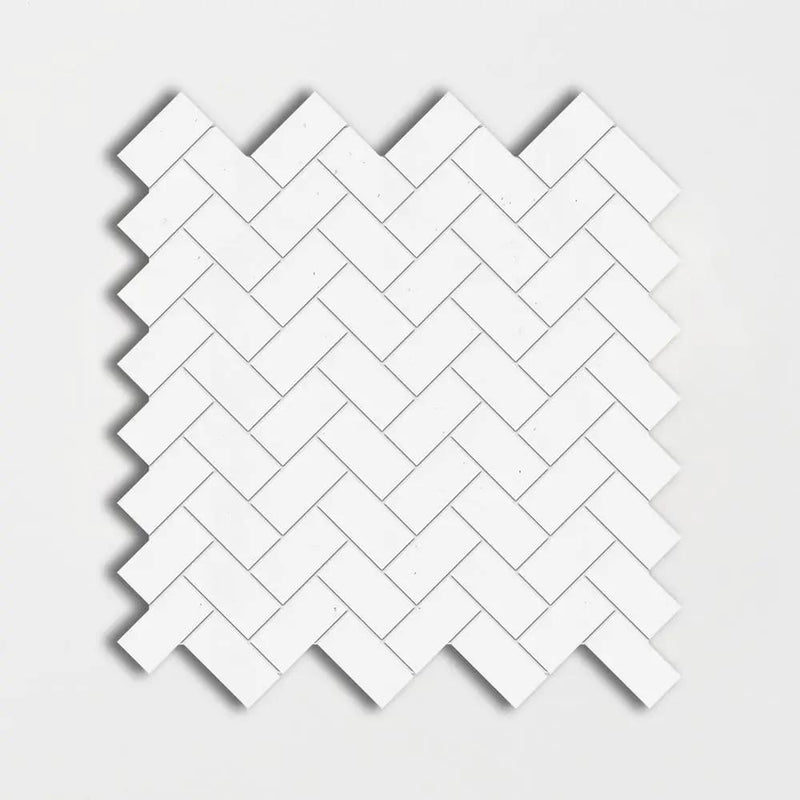 Thassos Honed Herringbone Marble Mosaics 12 1/8x13 3/8