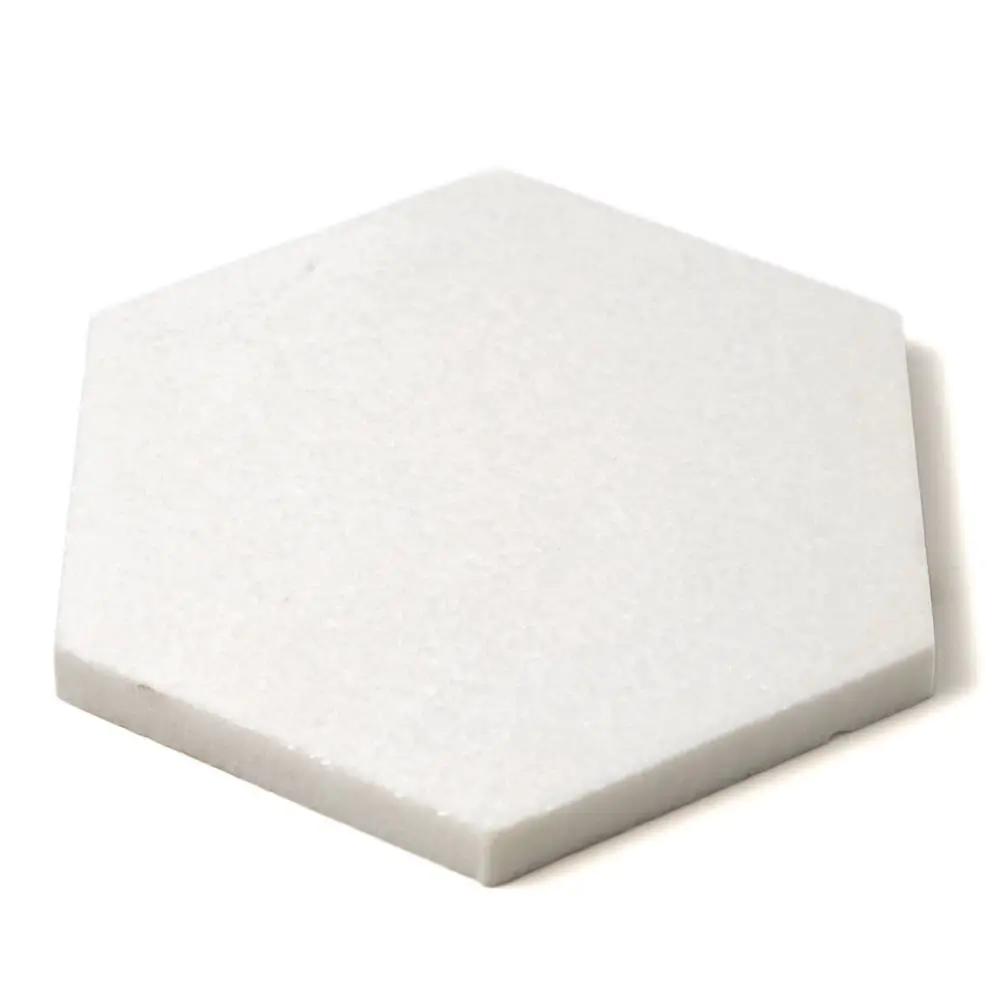 Thassos Polished Hexagon Marble Waterjet Decos 5 25/32x5