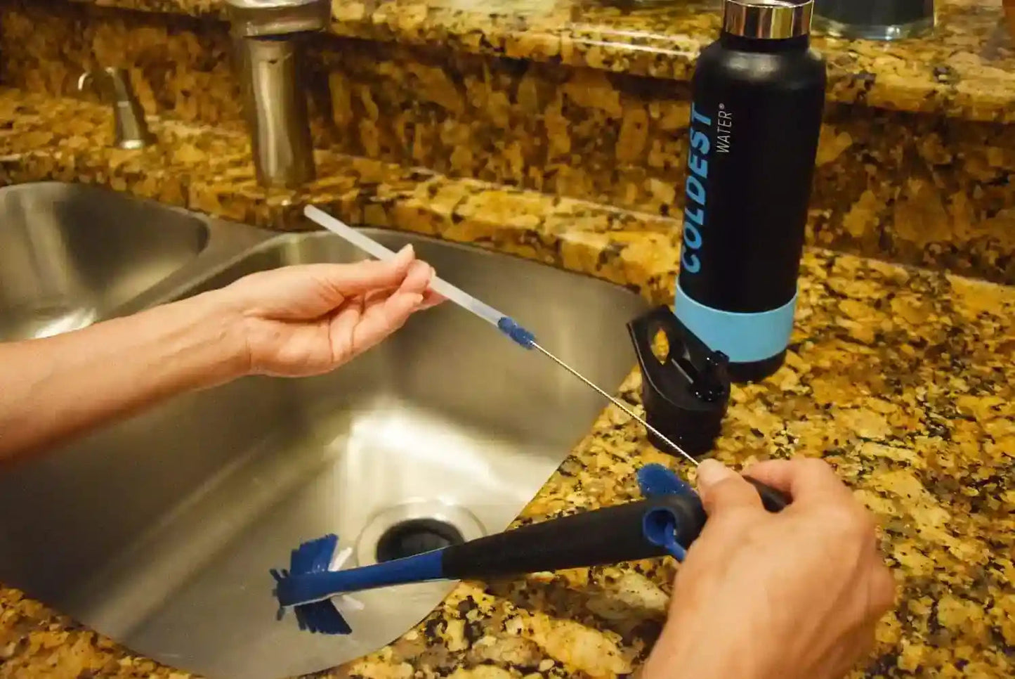 The Water Bottle Brush: 3 Tools in 1