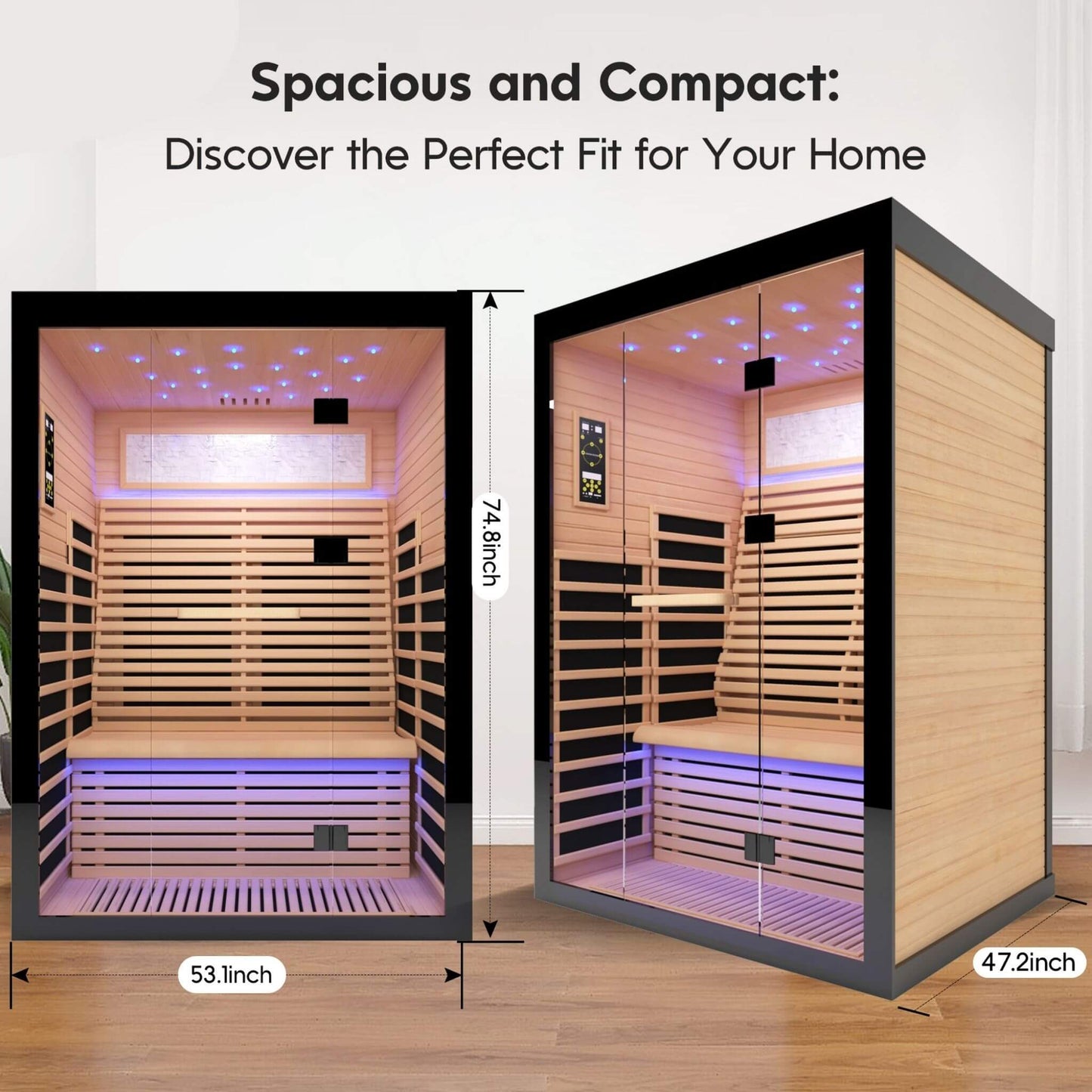 Thermora Luxury 2-Person Canadian Hemlock Wood Far Infrared Home Sauna (SAK56874)