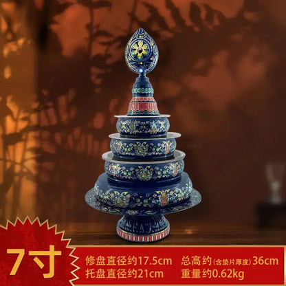 Tibetan cloisonne manda pan blue & green living room tea pan