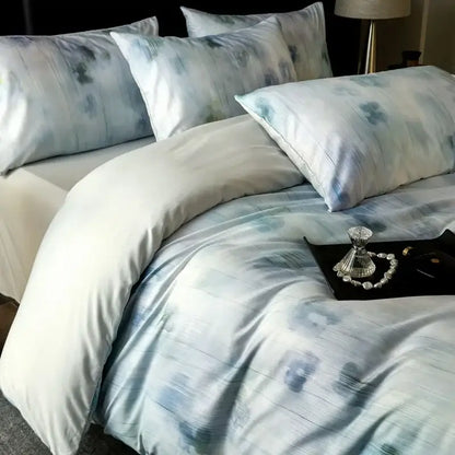 Tie dye blue & white cotton bedding set bedroom duvet cover