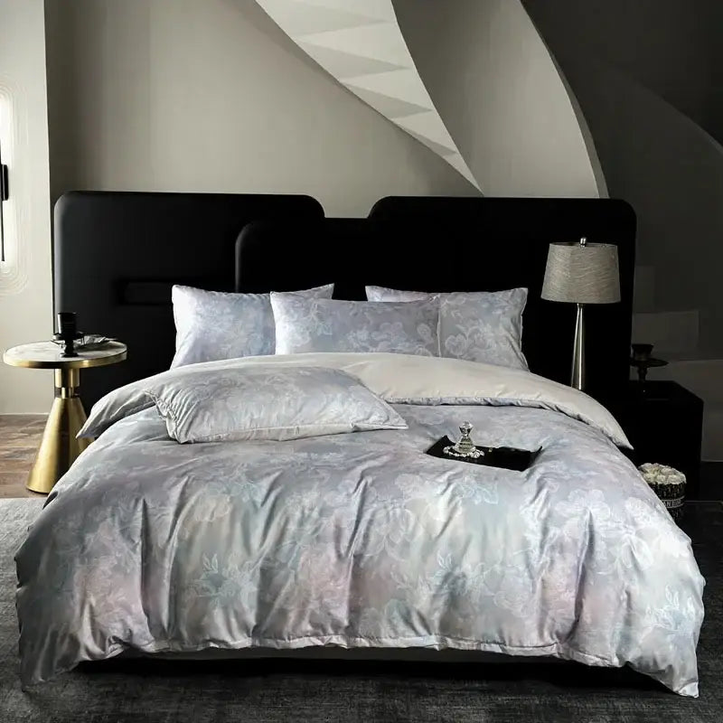 Tie dye blue & white cotton bedding set bedroom duvet cover
