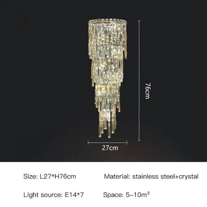 Tiered cascading crystal wall light living room luxury sconce