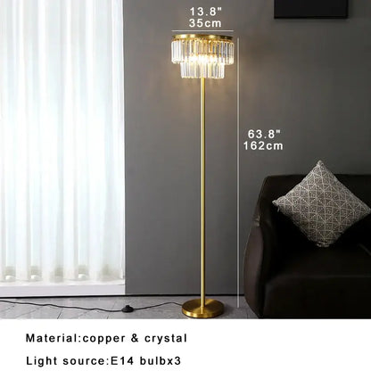 Tiered gold and gray crystal table lamp bedroom nightstand light