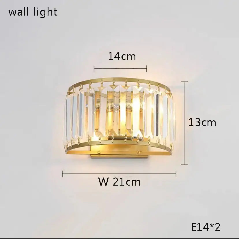 Tiered gold and gray crystal table lamp bedroom nightstand light