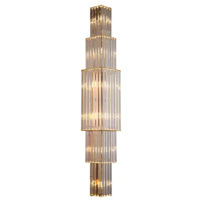 Tiered gold crystal wall lamp living room sconce