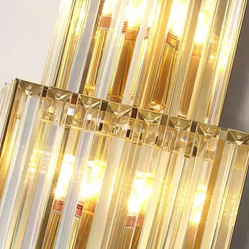 Tiered golden clear glass wall lamp dining room sconce