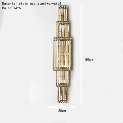 Tiered golden clear glass wall lamp dining room sconce
