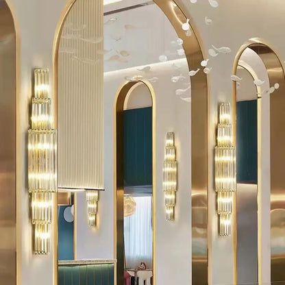 Tiered golden clear glass wall lamp dining room sconce