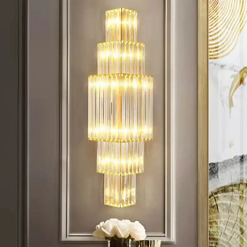 Tiered golden clear glass wall lamp dining room sconce
