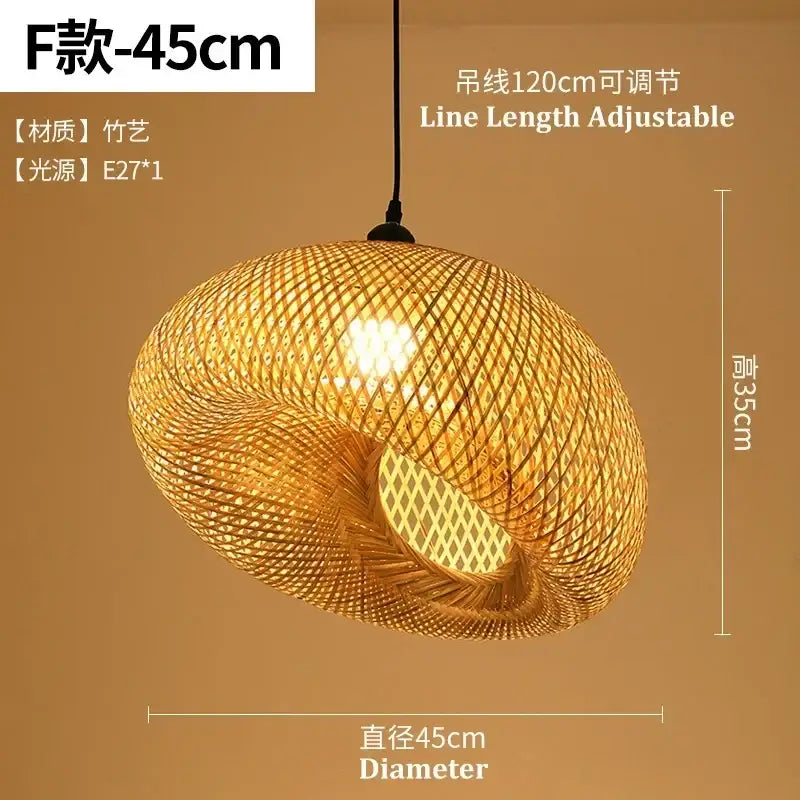 Tiered golden lattice decorbites bamboo chandelier dining room light