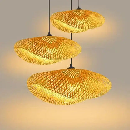 Tiered golden lattice decorbites bamboo chandelier dining room light