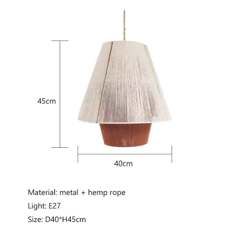 Tiered hemp rope rattan weave pendant light dining room warm lighting