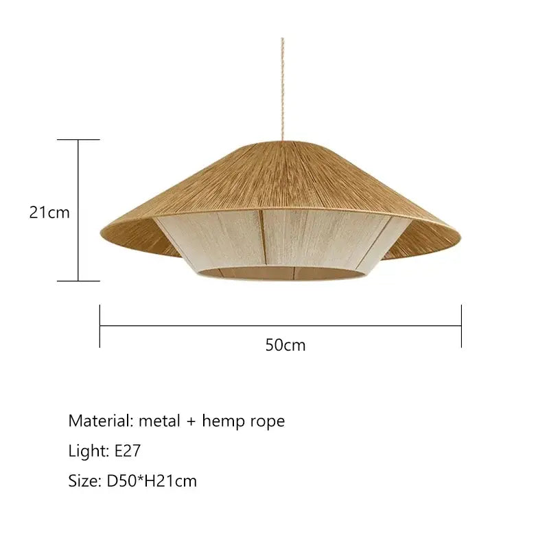 Tiered hemp rope rattan weave pendant light dining room warm lighting