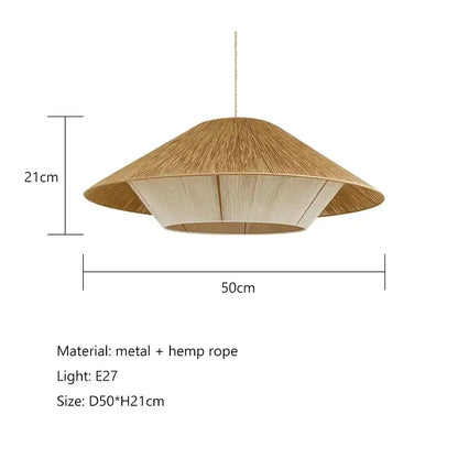 Tiered hemp rope rattan weave pendant light dining room warm lighting