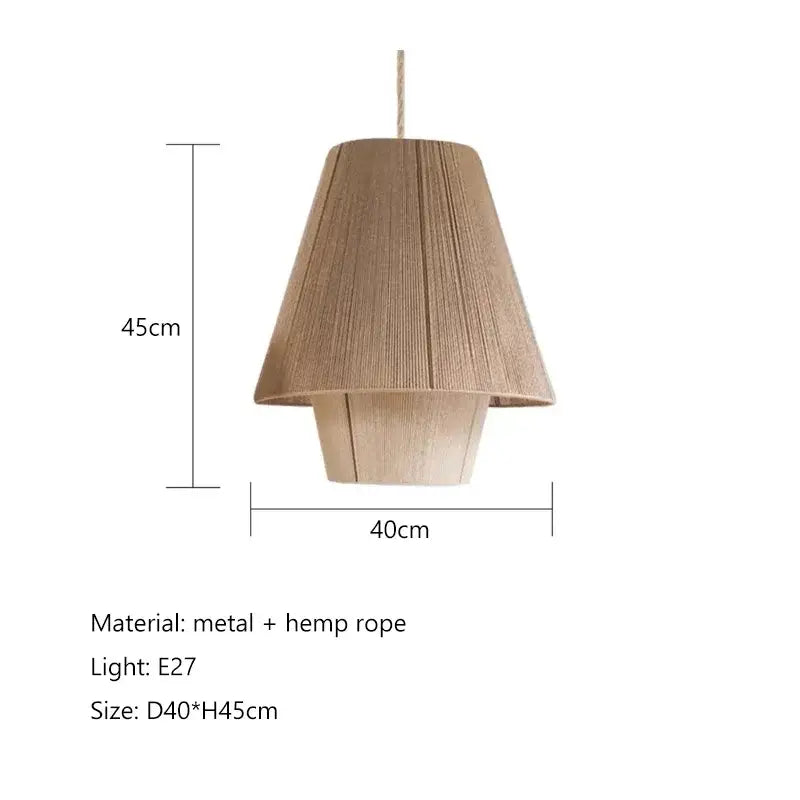 Tiered hemp rope rattan weave pendant light dining room warm lighting