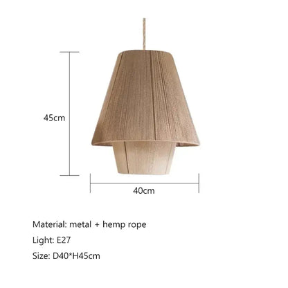 Tiered hemp rope rattan weave pendant light dining room warm lighting