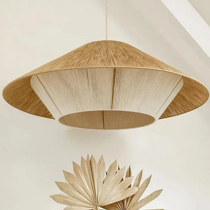 Tiered hemp rope rattan weave pendant light dining room warm lighting