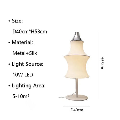 Tiered japanese cream silk floor lamp for living room soft lighting