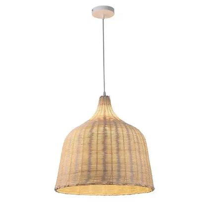 Tiered natural bamboo weaving led pendant lights for dining room