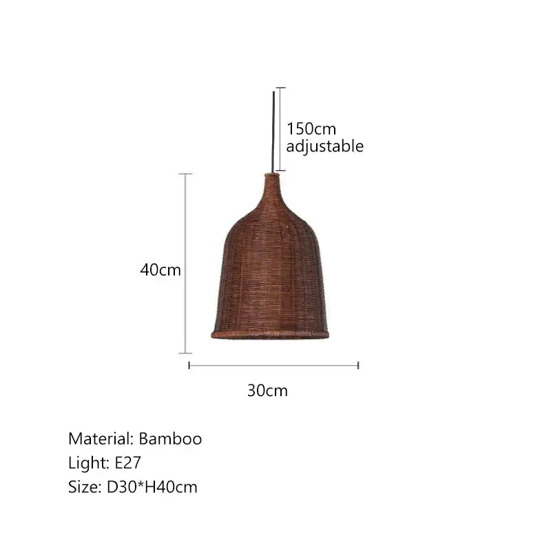 Tiered natural bamboo weaving led pendant lights for dining room
