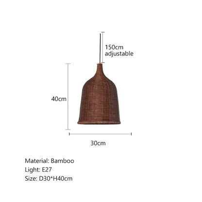 Tiered natural bamboo weaving led pendant lights for dining room