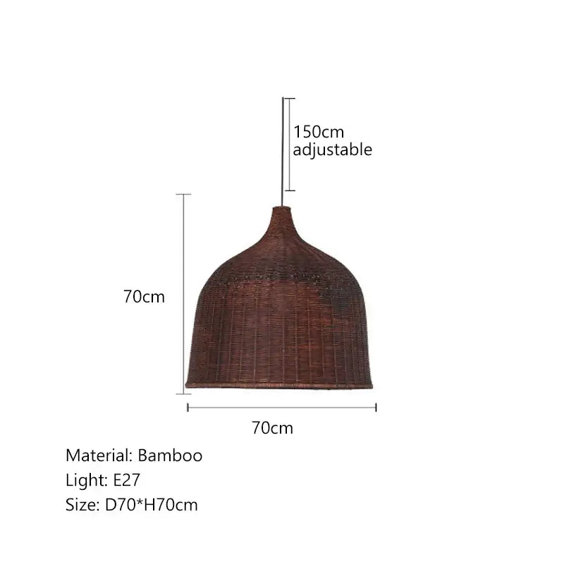 Tiered natural bamboo weaving led pendant lights for dining room