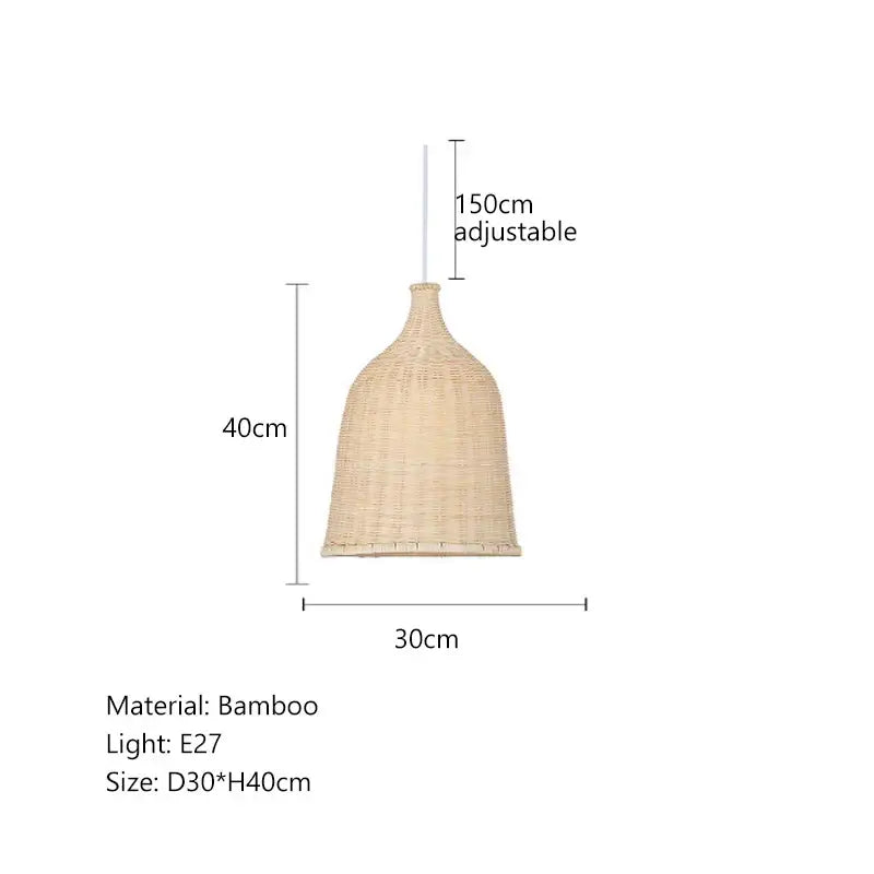 Tiered natural bamboo weaving led pendant lights for dining room